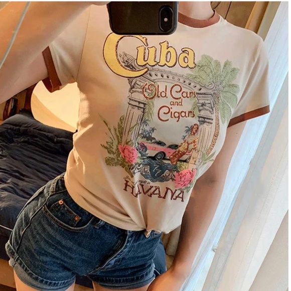 Tops - Cuba Havana Cream Graphic Tee